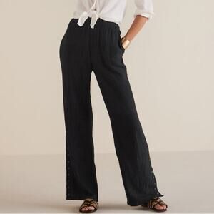 Soft Surroundings Oceo Gauze Wide-Leg Pants in black Size M